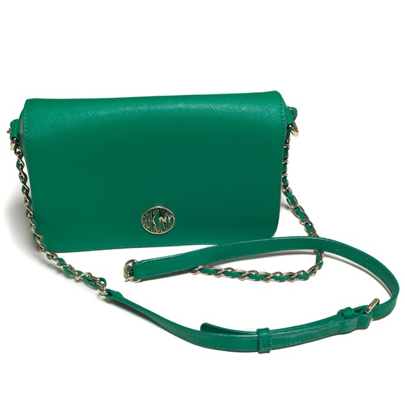 Dkny Handbags - DKNY Green Leather Crossbody Purse